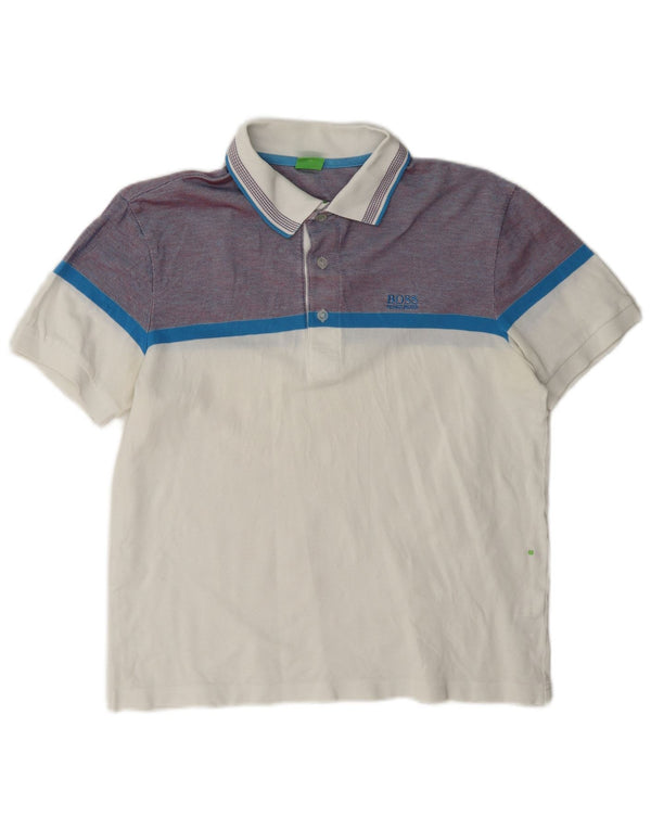 Camisa polo masculina Hugo Boss médio branco colorblock algodão
