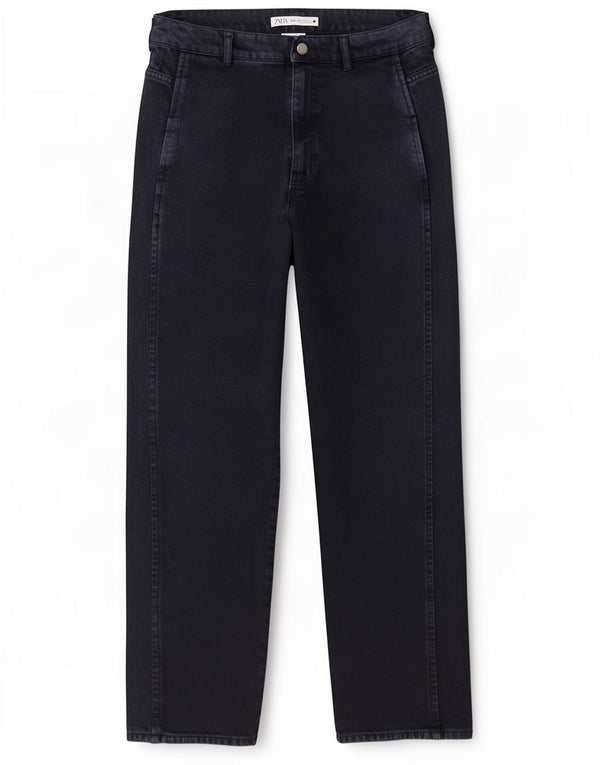 Zara Jeans Cônicos Femininos EU 38 Pequeno W28 L30 Azul Marinho