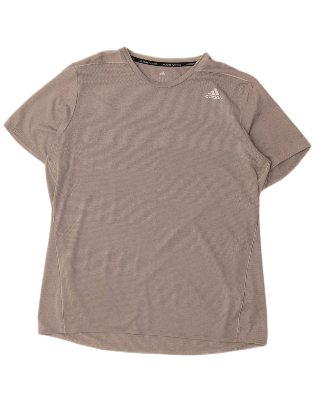 Adidas Mens Running T-Shirt Top XL Cinza Listrado Poliéster