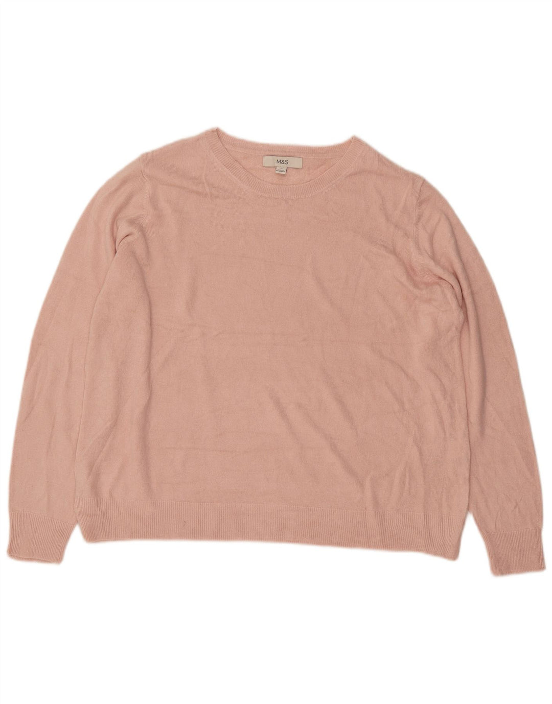 MARKS & SPENCER Suéter feminino oversized com gola redonda Reino Unido 18 XL rosa