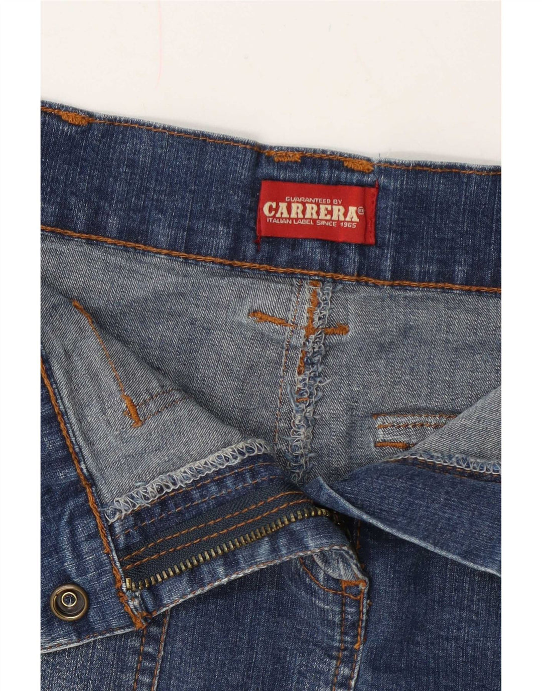 Mini saia jeans feminina Carrera W30 azul médio
