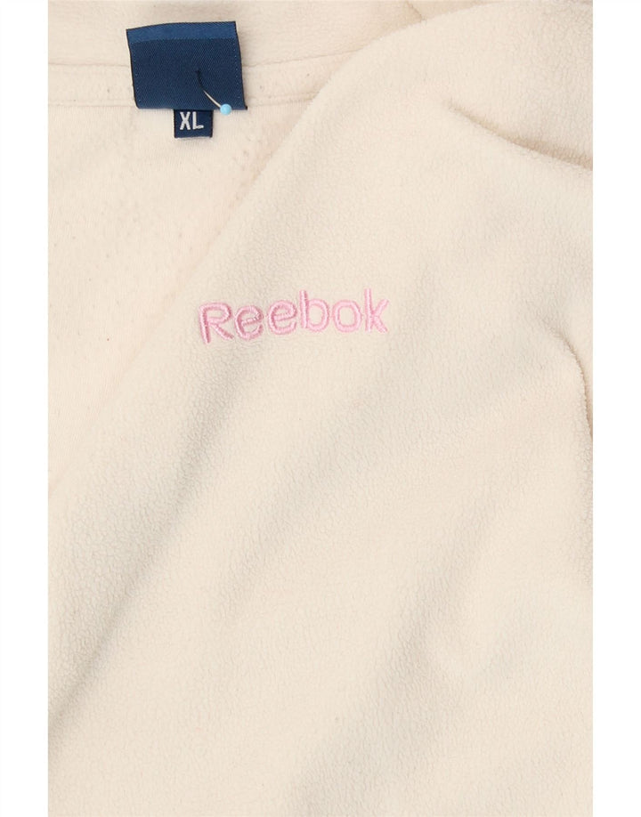 Suéter Reebok Feminino Zip Neck Fleece UK 18 XL Branco Poliéster