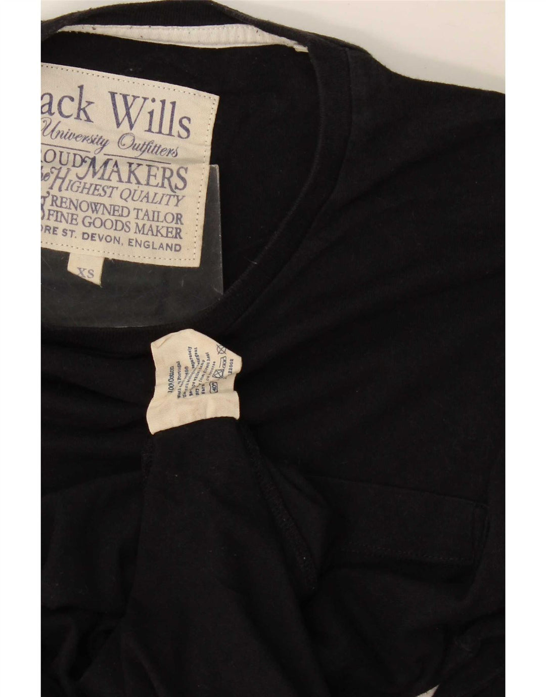 Jack Wills Mens Top Manga Longa XS Algodão Preto