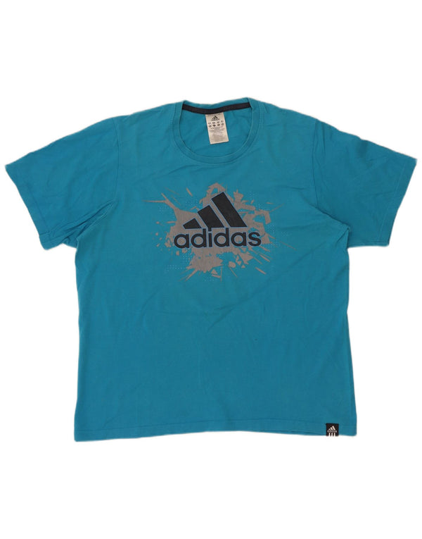 Adidas Mens Graphic T-Shirt Top Médio Algodão Azul