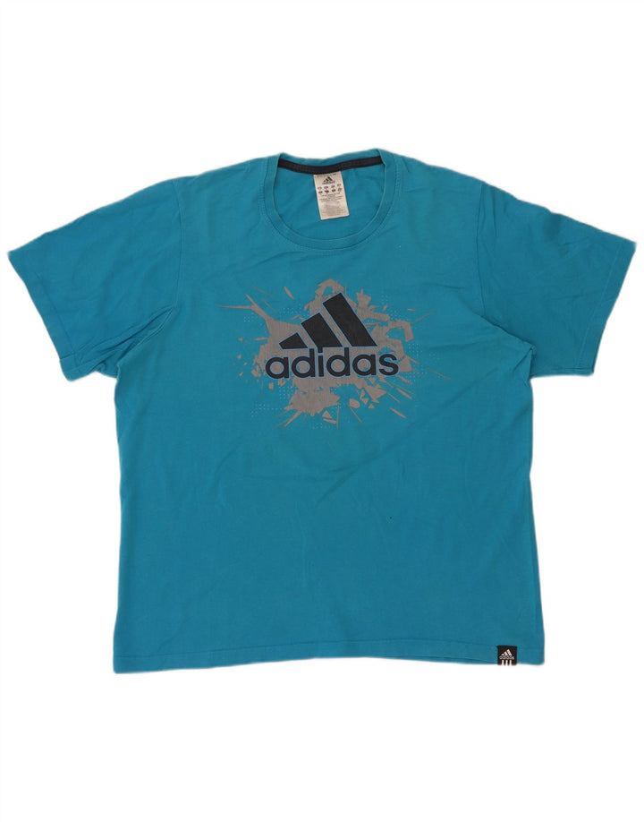 Adidas Mens Graphic T-Shirt Top Médio Algodão Azul
