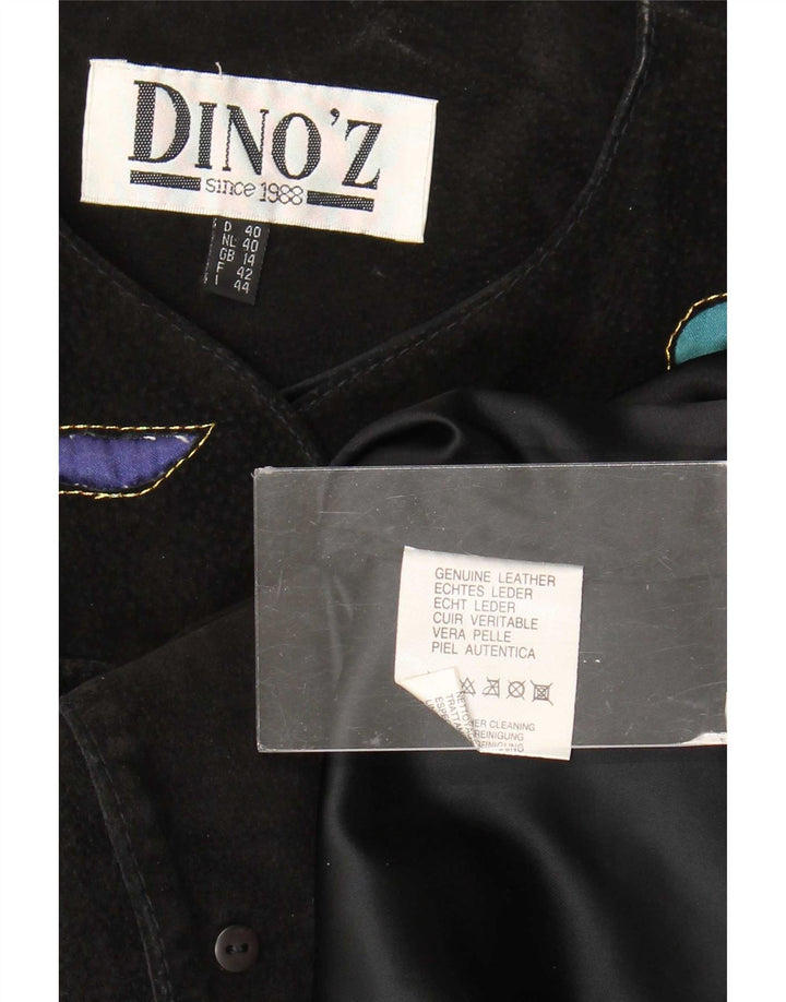 Jaqueta blazer feminina de camurça com 4 botões DINO' Z Reino Unido 14 couro preto médio