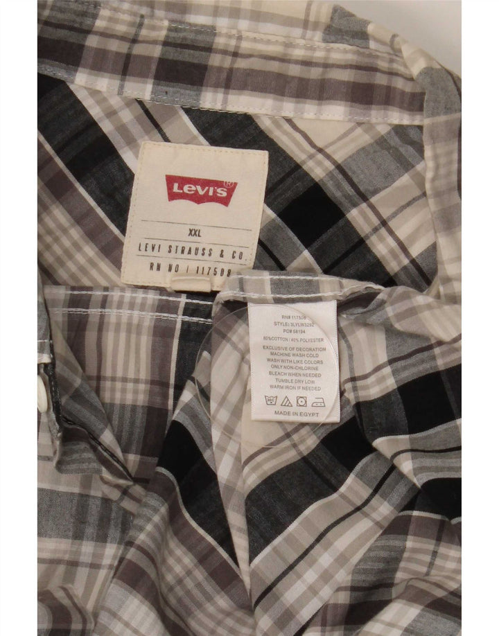 Camisa masculina de manga curta Levi's 2XL algodão xadrez azul marinho