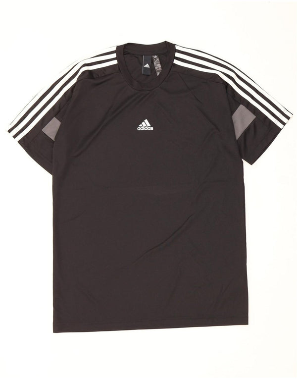 Adidas Mens Aeroready Camiseta Top Médio Preto Colourblock Poliéster