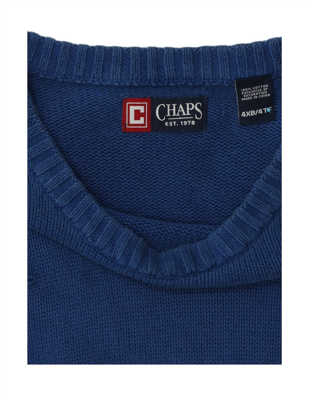 Suéter masculino Chaps com gola redonda grande 4XL algodão azul