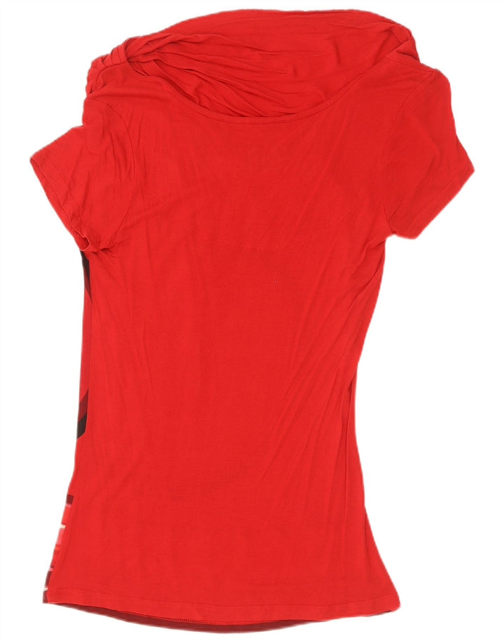 Blusa gráfica feminina Desigual Top UK 12 médio vermelho geométrico