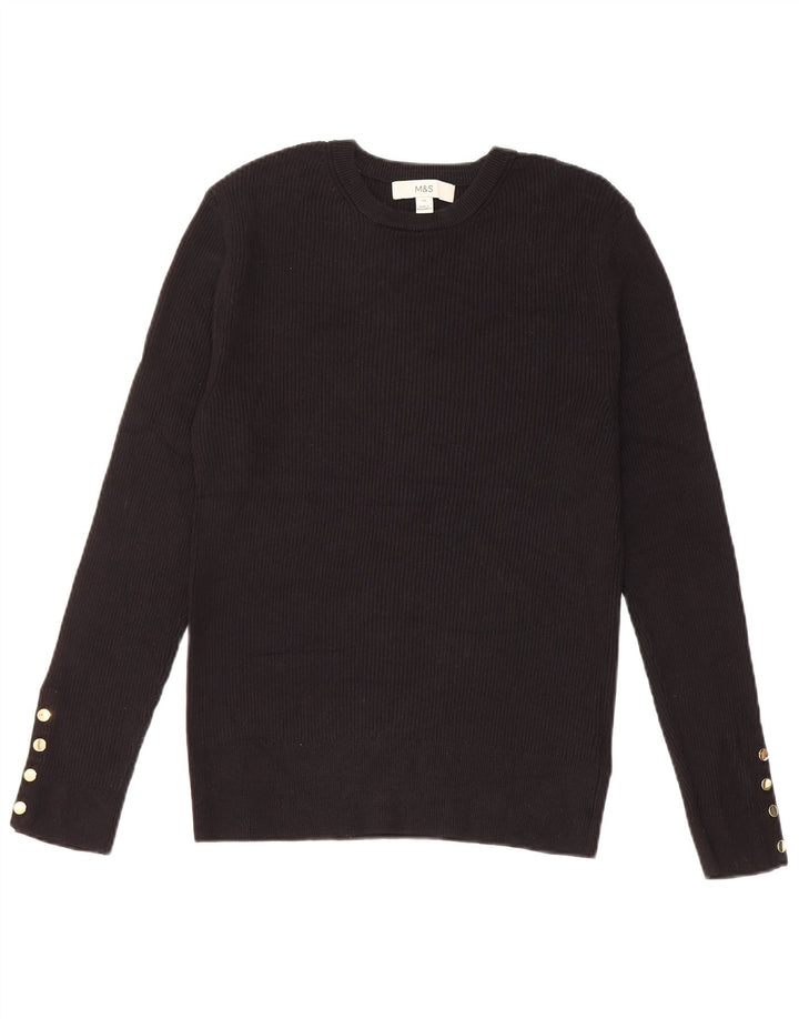 Top feminino Marks & Spencer de manga comprida UK 12 viscose preta média