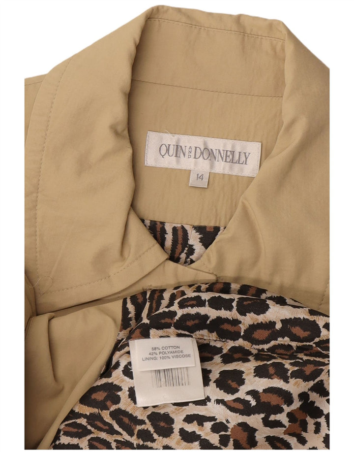 Trench Coat feminino Quin And Donnelly Reino Unido 14 algodão bege médio