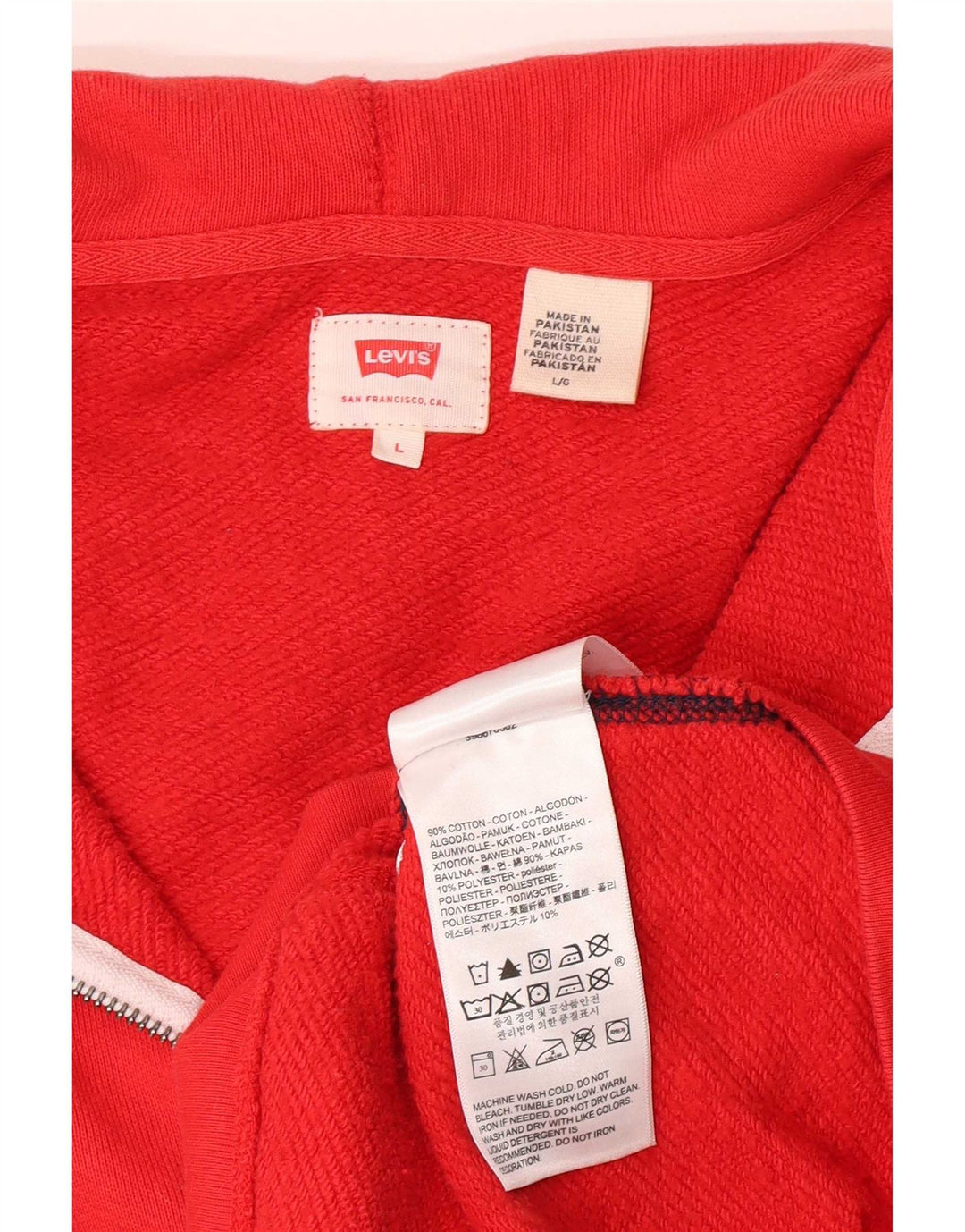 Suéter masculino com capuz e zíper Levi's grande algodão colorido vermelho