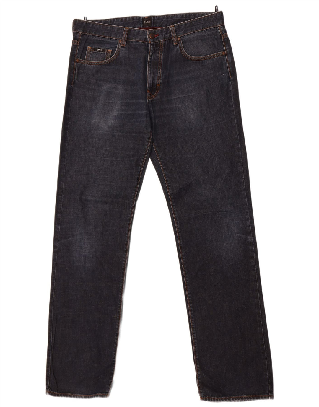 Hugo Boss Masculino Kansas Straight Jeans W36 L36 Azul Marinho Algodão