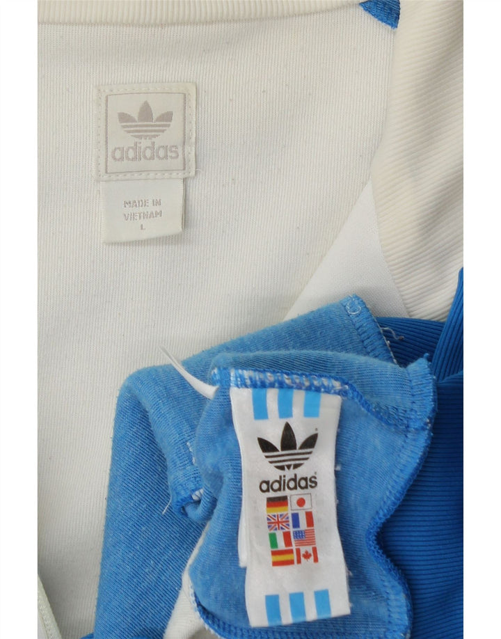 Adidas Mens Tracksuit Top Jacket Grande Branco Colorblock Poliéster