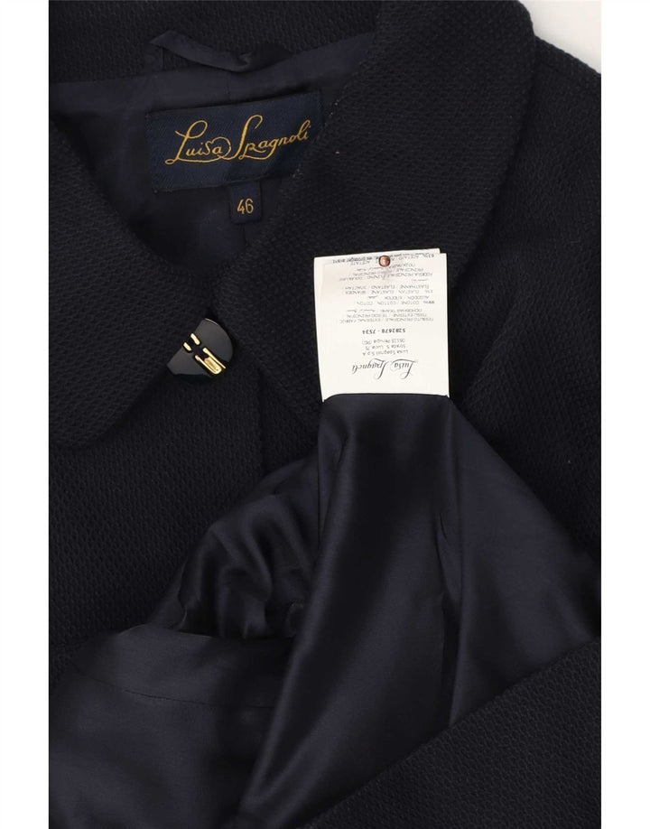 Luisa Spagnoli jaqueta blazer feminina de 5 botões IT 46 grande algodão azul marinho