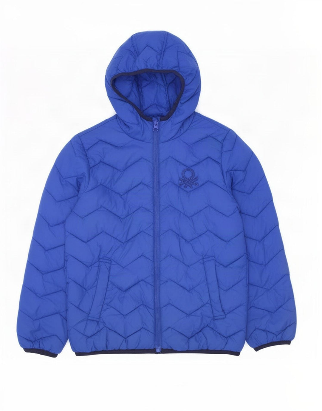 Casaco acolchoado com capuz Benetton Boys 7-8 anos azul médio poliamida