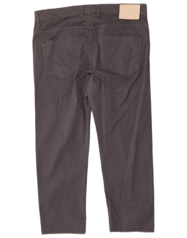 Calça masculina cortada reta SIVIGLIA W35 L25 algodão listrado cinza