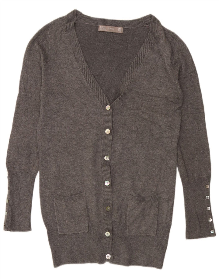 Suéter cardigã feminino Zara Reino Unido 12 rayon cinza médio