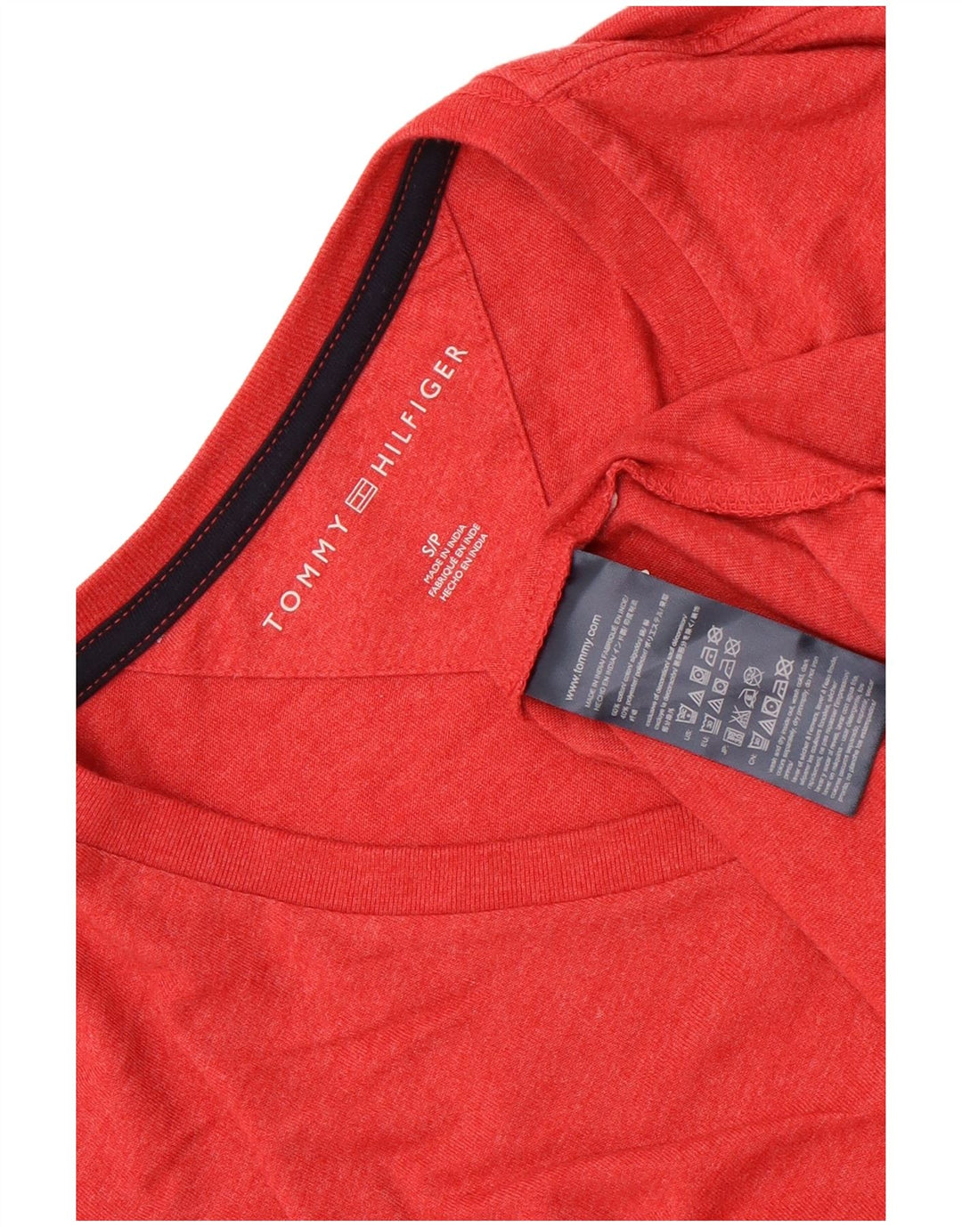 Camiseta masculina Tommy Hilfiger top pequeno algodão vermelho