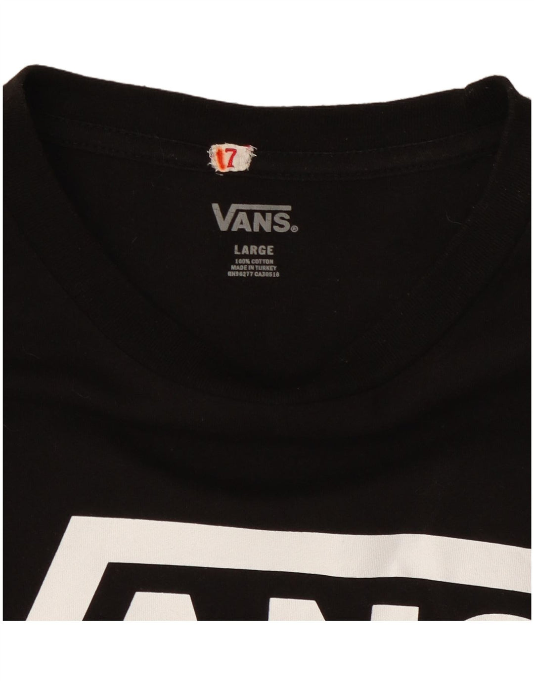 Vans Mens Graphic Top Manga Longa Grande Algodão Preto