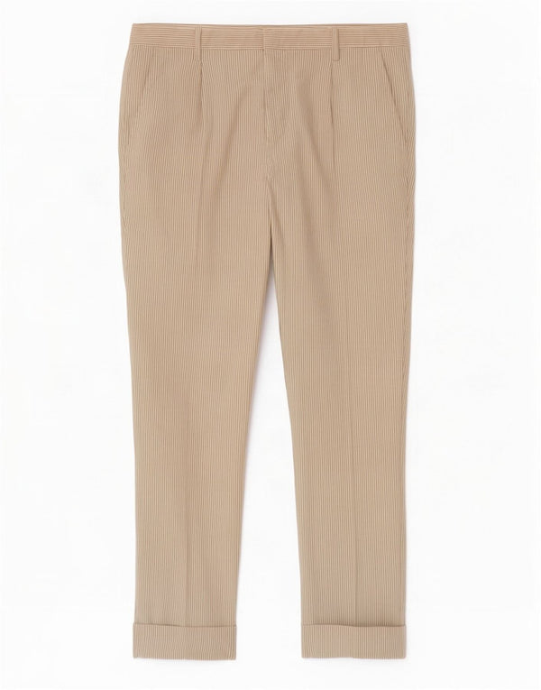 Hugo Boss Mens Pegged Chino Trousers EU 46 Small W32 L30 Beige Pinstripe