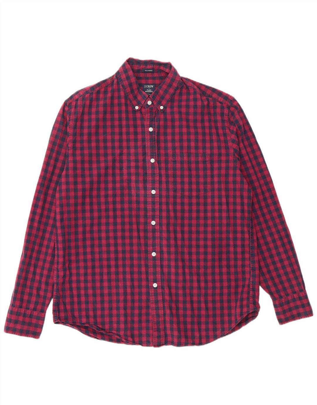 J. CREW Camisa masculina clássica de ajuste grande algodão guingão azul marinho