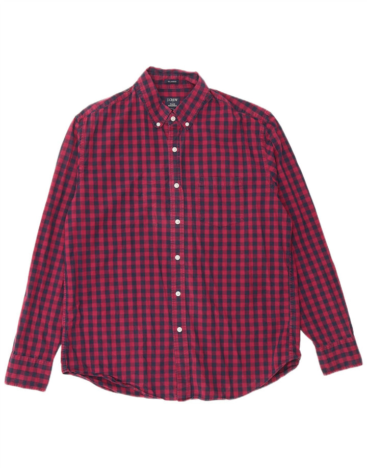 J. CREW Camisa masculina clássica de ajuste grande algodão guingão azul marinho