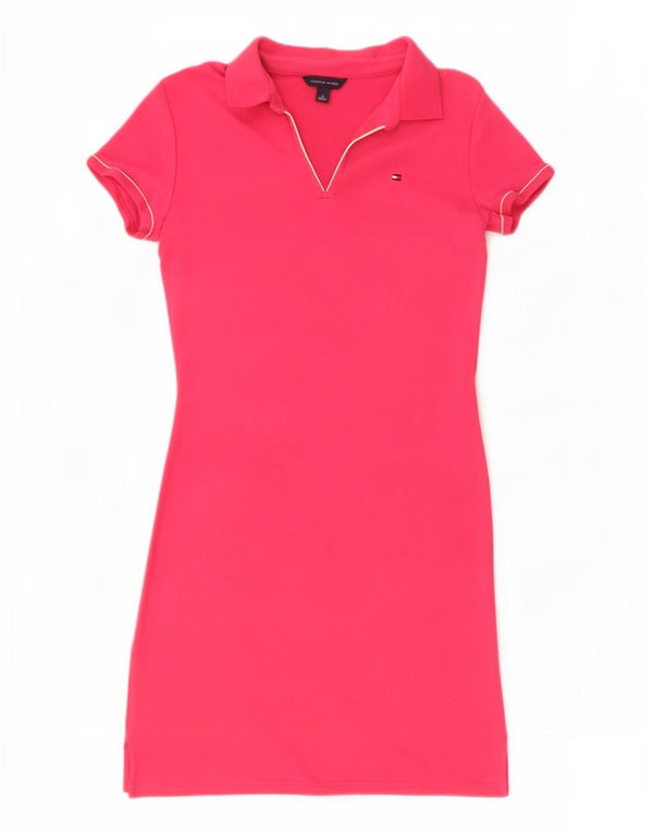 Vestido polo feminino Tommy Hilfiger UK 12 algodão rosa médio