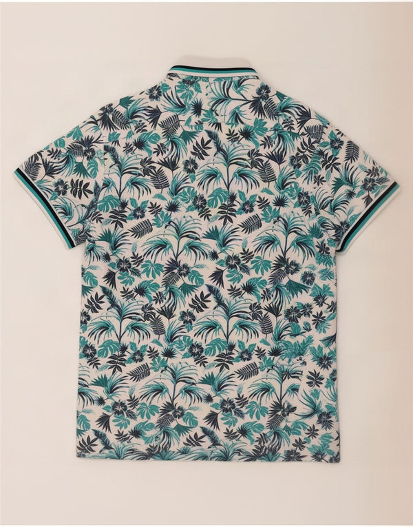 Camisa masculina Zara Muscle manga curta XL branco floral algodão havaiano