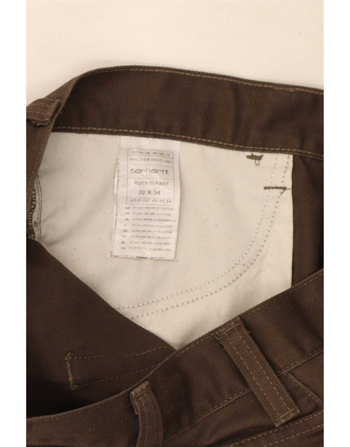 Shorts casuais masculinos Carhartt W32 poliéster marrom médio