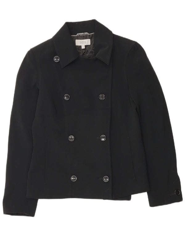 Jaqueta blazer feminina Marks & Spencer com peito duplo Reino Unido 10 pequena preta