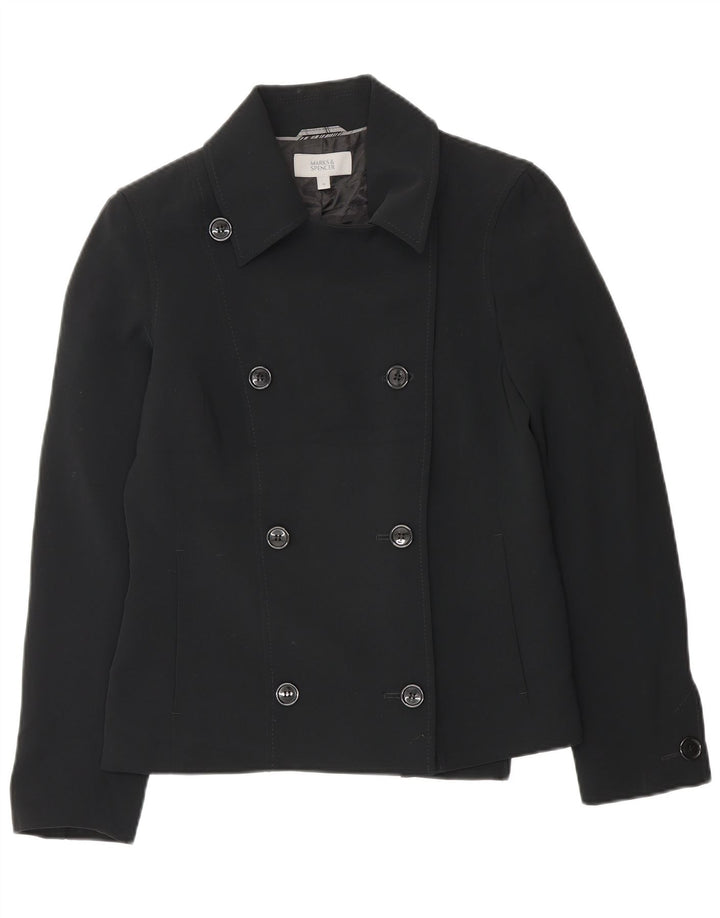Jaqueta blazer feminina Marks & Spencer com peito duplo Reino Unido 10 pequena preta
