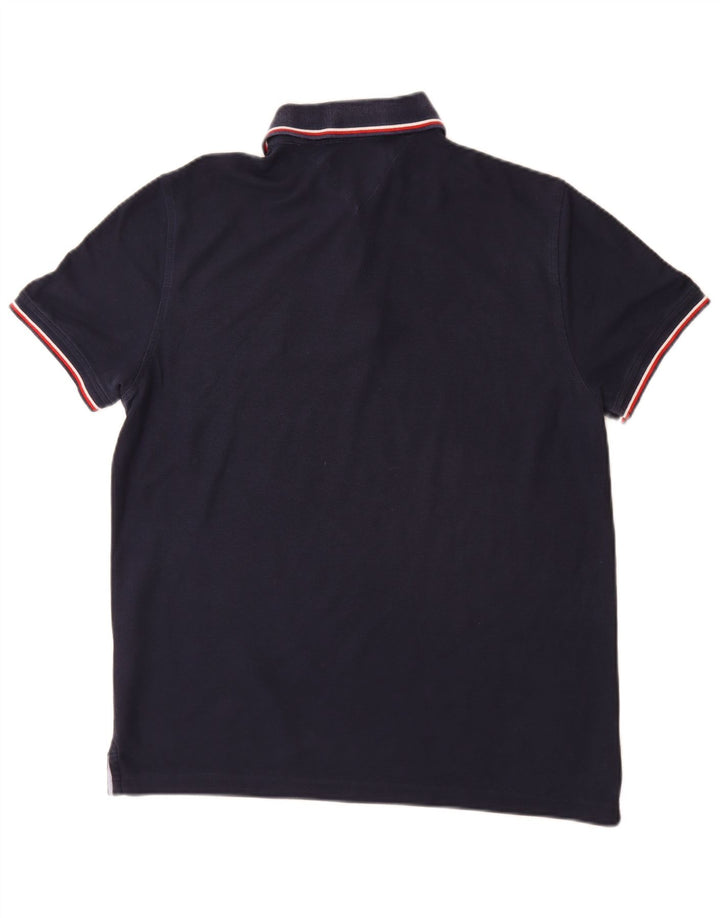Camisa polo masculina Tommy Hilfiger média algodão azul marinho