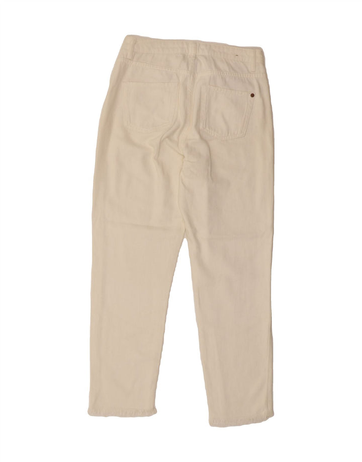 BENETTON Womens Crop Distressed Tapered Jeans W27 L26 Off White Cotton Vintage Benetton and Second-Hand Benetton from Messina Hembry 