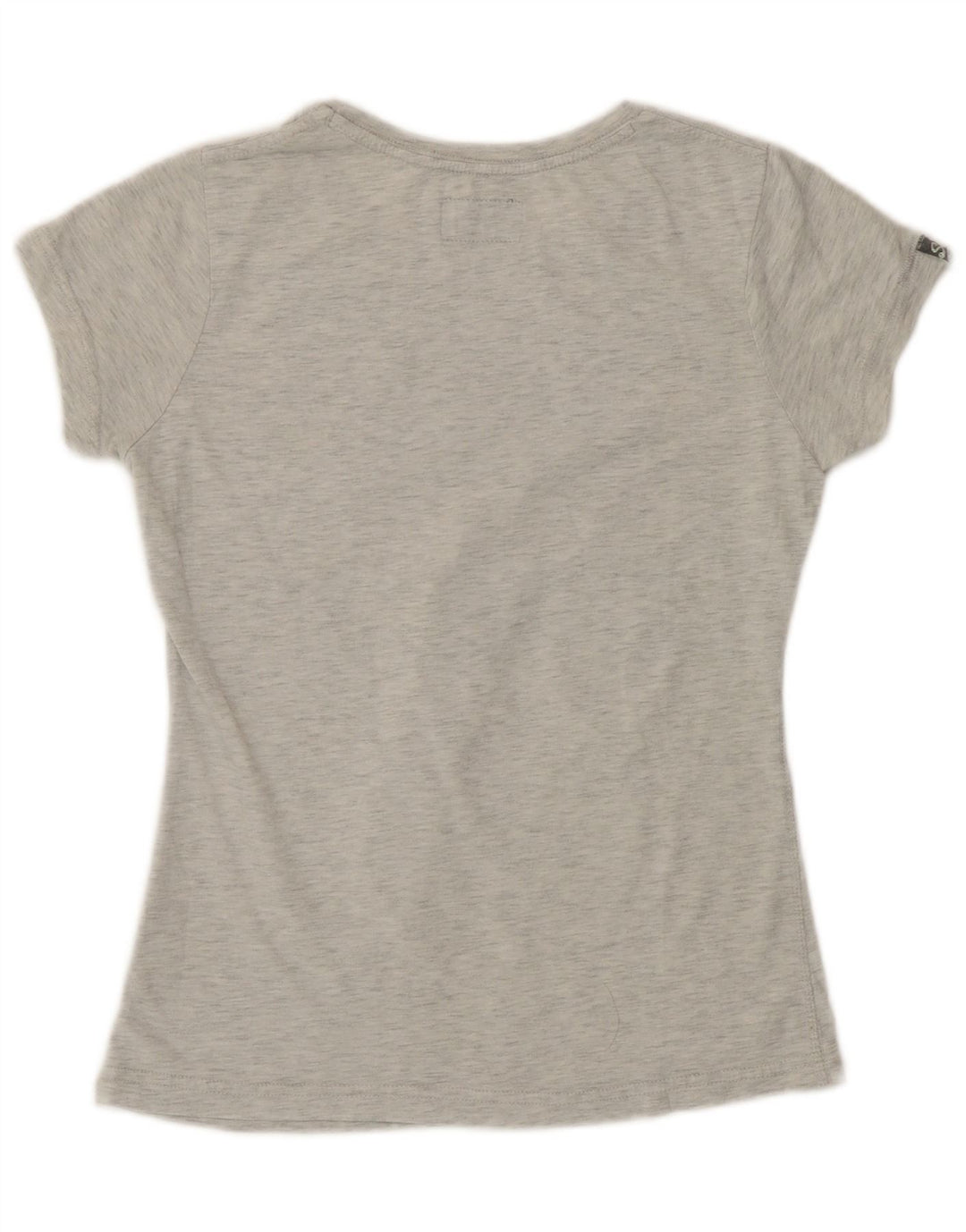 Camiseta feminina Superdry com estampa gráfica UK 12 poliéster manchado cinza médio