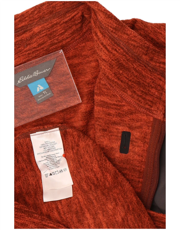 Eddie Bauer Suéter masculino de lã com zíper e gola grande poliéster manchado laranja