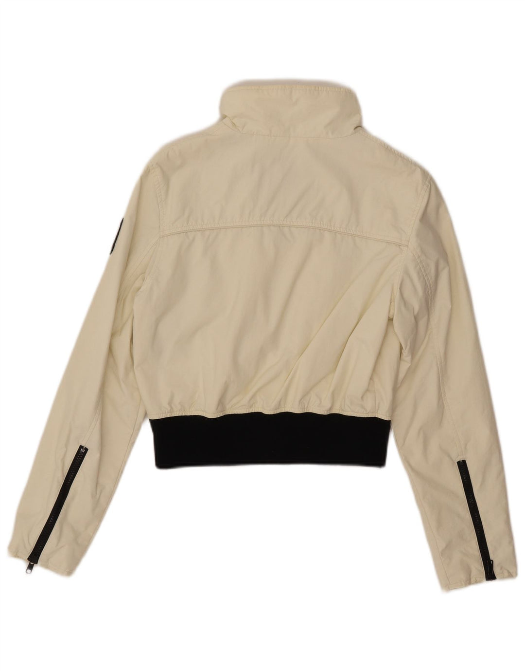 Jaqueta bomber feminina REFRIGUE UK 10 pequena off white colorblock nylon