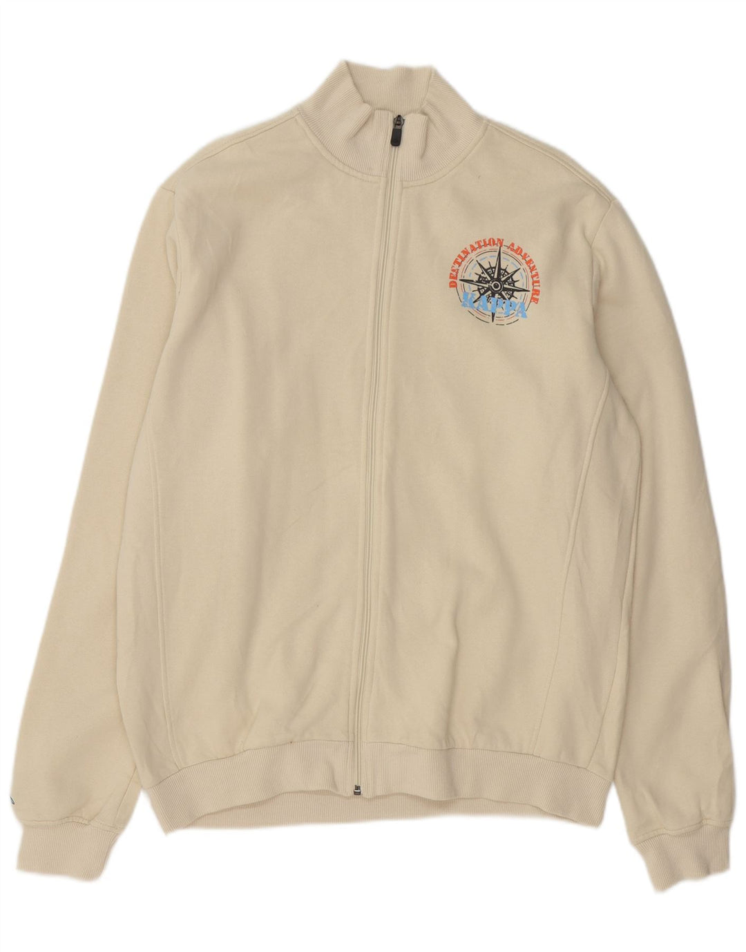 Jaqueta Kappa masculina com agasalho gráfico grande de algodão branco