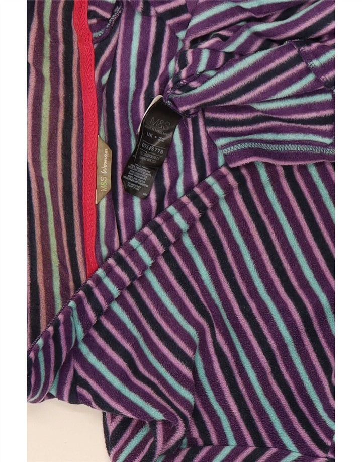 Jaqueta de lã feminina Marks & Spencer Reino Unido 22 2XL poliéster listrado roxo