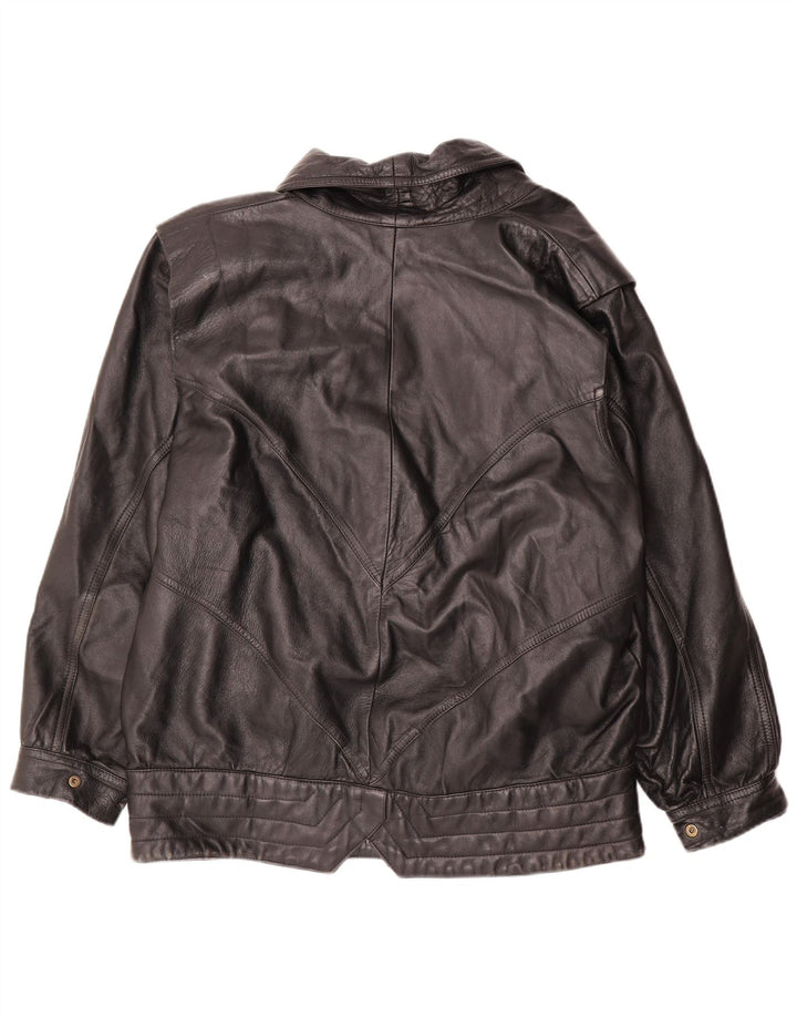 Jaqueta de couro feminina PELLETTERIA UK 20 2XL couro preto