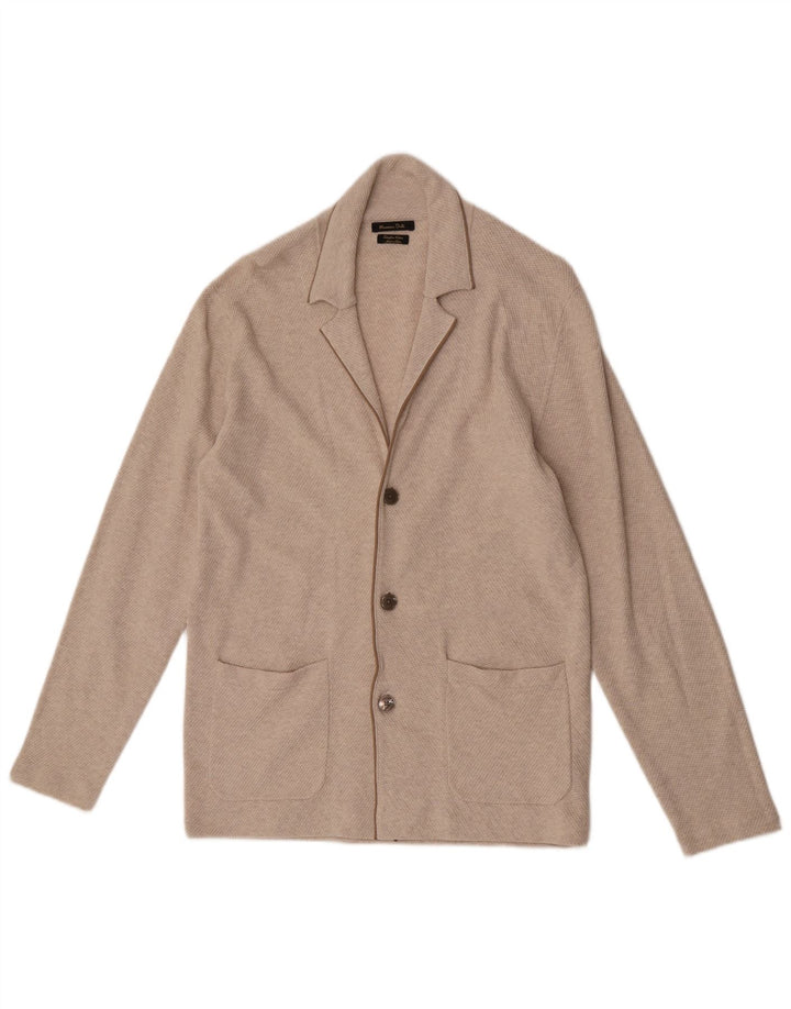 Suéter cardigã masculino Massimo Dutti algodão bege médio