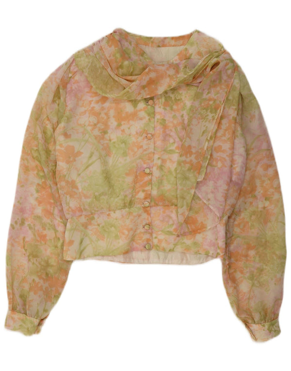 Conjunto de saia feminina vintage de 2 peças UK 14 médio W30 floral multicolorido