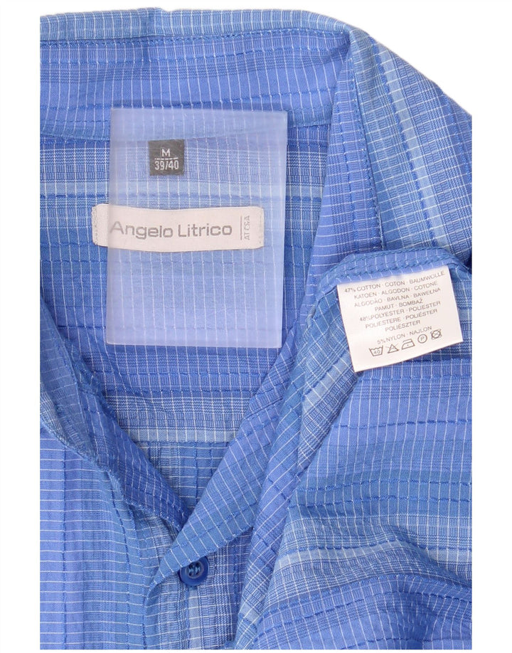 Camisa masculina de manga curta Angelo Litrico tamanho 39/40 listrado azul médio