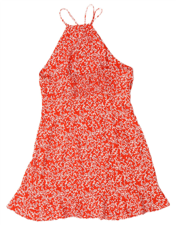 Vestido feminino Zara Halter UK 12 médio vermelho floral