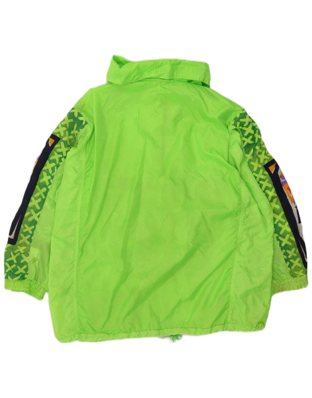 Jaqueta de chuva Anorak dos homens do vintage poliéster geométrico verde grande Reino Unido 40