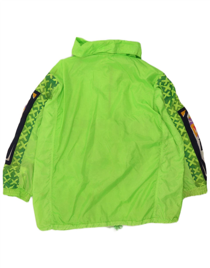Jaqueta de chuva Anorak dos homens do vintage poliéster geométrico verde grande Reino Unido 40