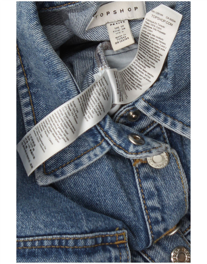 Macacão jeans feminino Topshop Reino Unido 10 algodão azul pequeno