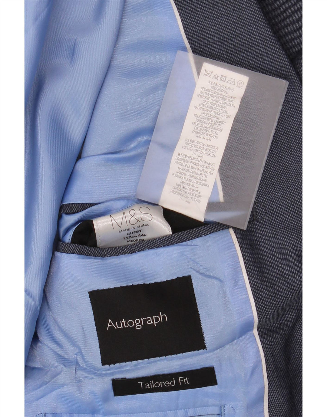Jaqueta Blazer Masculina Marks & Spencer Tailored Fit Reino Unido 38 Azul Marinho Médio