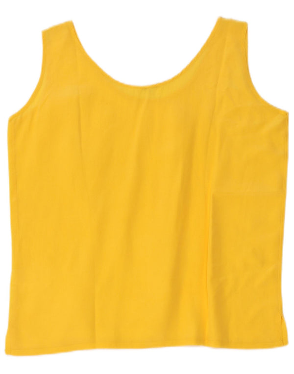 Blusa feminina vintage sem mangas, top uk 16 seda amarela grande